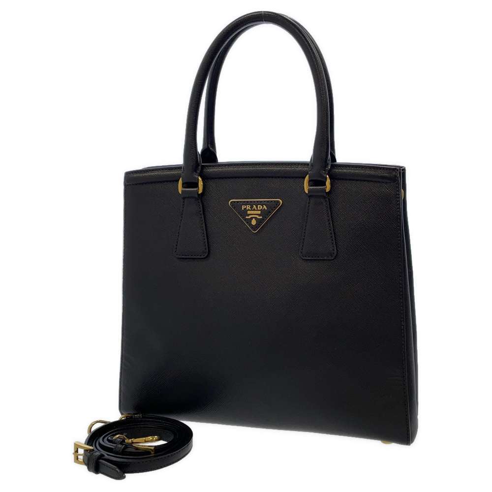 Prada Handbag Saffiano Logo 2way Black